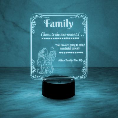 Congratulations Gift for New Parents | Acrylic Led Night Lamp with Automatic Color Changing Light with On/Off Touch Button